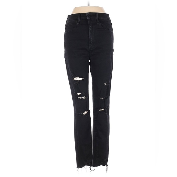 Abercrombie and Fitch Black Ultra High Rise Super Skinny Distressed Jeans Size 2 - Picture 3 of 6